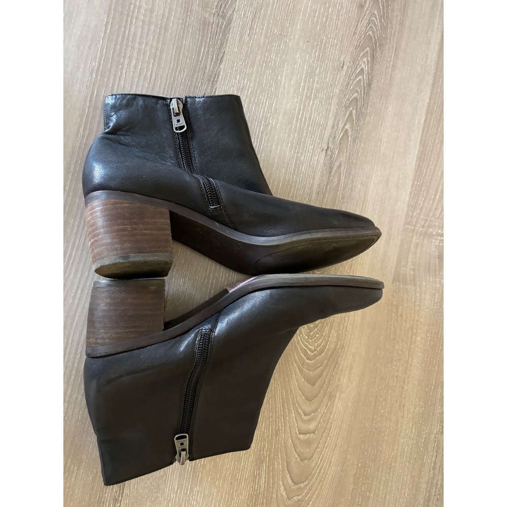 Lucky Womens 6.5M Black Leather Side Zip Block‎ Heel Ankle Boots Whimsigoth Moto - Picture 2 of 8
